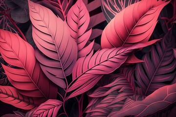 generative ai of pink leaf. 2D illustration