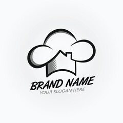 Chef Hat Logo Has A House Shape Suitable For Food Restaurant Business (Editable Template)