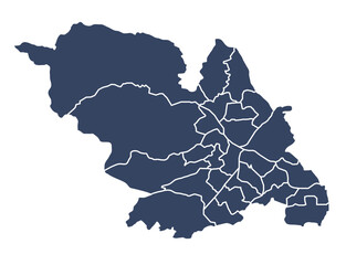 Outline blue map of Sheffield city