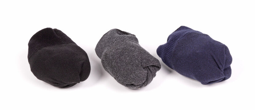 Several socks isolated on a white background