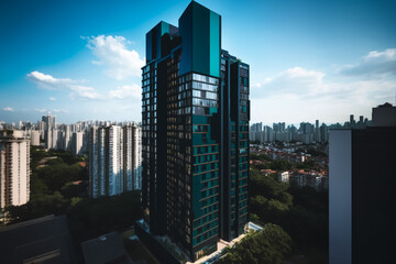Modern skyline skyscape corporate buildings. Generative AI