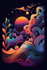 nautical galaxy,ethereal,drawing light psychedelic colors,gradients,neon light