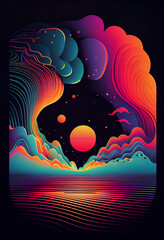 nautical galaxy,ethereal,drawing light psychedelic colors,gradients,neon light