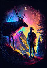 Rangers hunting, majestic elk, wooded hillside, fragrant breeze,