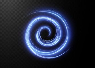 Light blue Twirl png. Curve light effect of neon line. Luminous blue spiral png. Element for your design, advertising, postcards, invitations, screensavers, websites, games.	