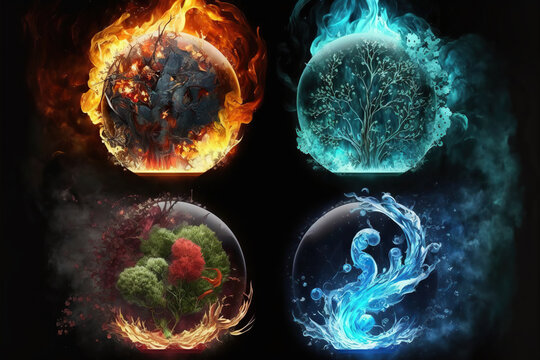 Four Elements, Water, Fire, Earth, Air, Generative AI