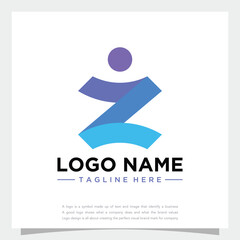 simple people logotype with letter Z monogram vector concept