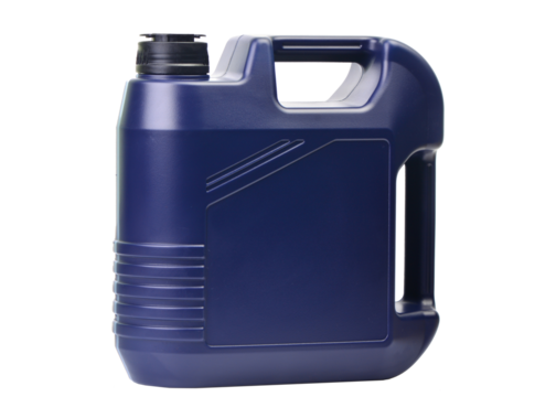 Canister with motor oil on a white isolated background