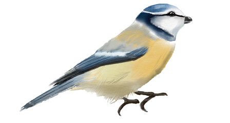 Handpainted watercolor illustration birds isolated on white background blue tit. - 575013873