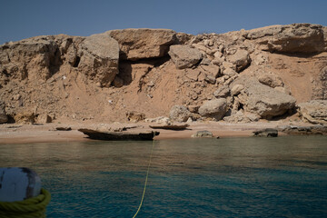 Red Sea in the Gulf of Aqaba, surrounded by the mountains of the Sinai Peninsula, Dahab,
