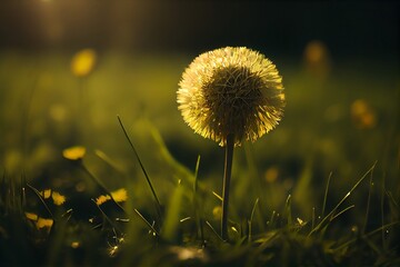 dandelion in the meadow, AI