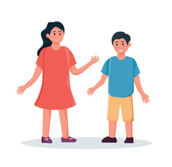 happy boy and girl isolated vector illustration