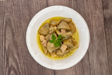 Olive oil artichoke dish cooked with lamb meat