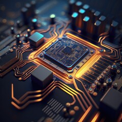 Abstract circuit board technology background. Modern  Electronic technology futuristic.Generative AI