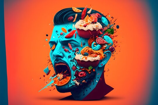 A vibrant poster depicting gluttony