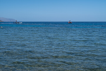 Red Sea in the Gulf of Aqaba, surrounded by the mountains of the Sinai Peninsula, Dahab, Egypt