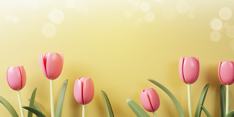 3d Rendering. Spring sale banner with beautiful colorful flower. Can be used for template, banners, wallpaper, flyers, invitation, posters, brochure, voucher discount.