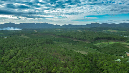 Fototapeta premium View from the top of the mountains at the sea, lake sky On the road Movie shots Vally, Landscape 20.02.2022