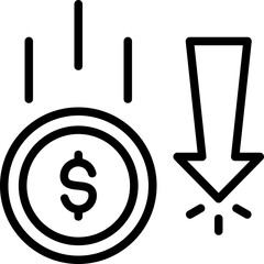 Loss icon isolated useful for business, company, corporate, finance, business, money, bank, coin, exchange, currency, growth and all project design element