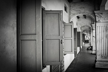 Arch street in the historical center of Melaka town Malaysia