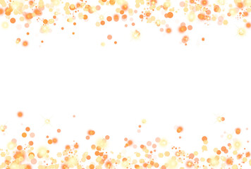 Gold glittering particles border background,  yellow orange glittering golden sparkles overlay frame banner design, transparent png