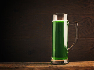 Happy St Patricks Day, Green beer on wooden background