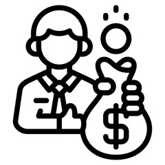Employee wage icon isolated useful for business, company, corporate, money and finance design