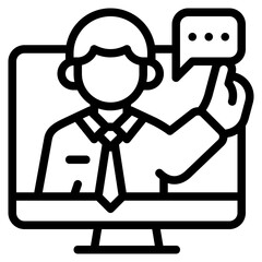 Online consulting icon isolated useful for business, company, corporate, money and finance design