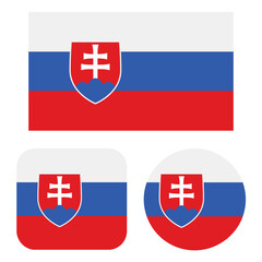 Slovakia Flag In Rectangle Square And Circle