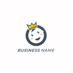 design logo circle head baby and crown
