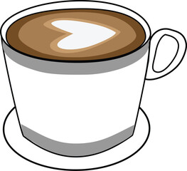 Vector Simple coffee cup with heart shape in the center easy to edit