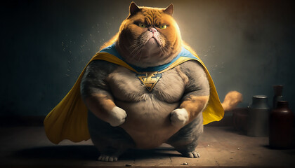 super hero fat cat, Generative AI