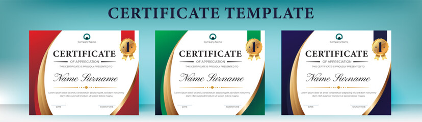 Modern Certificate Template with Three Colour Theme
