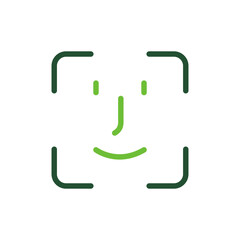 Scan Face ID Line Icon. Facial Recognition Linear Pictogram. Biometric Identification Technology Outline Symbol. Verification on Smartphone Symbol. Isolated Vector Illustration