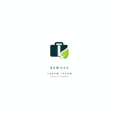 Fototapeta premium Creative Eco Bag vector illustration isolated on background. Green leaf logo Template vector Design.