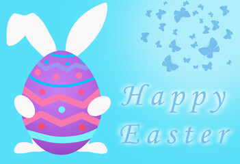 Easter eggs, white rabbits and flying butterflies. PSKA Concept.