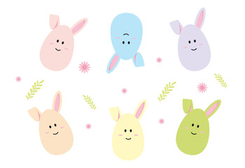 Obraz na płótnie Canvas Easter set with cute flowers and eggs. Vector illustration