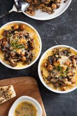 Polenta with Sage and Mushrooms photographed from overheat