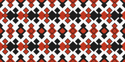 Triple black-red rhombuses. Print for design, packaging, notebooks, pillows.