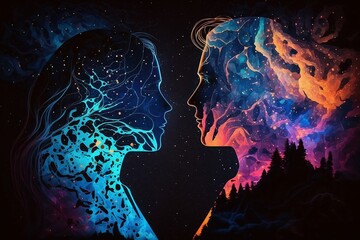 Beautiful cosmic love concept, elements, generative, AI