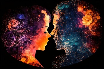 Love with flames, elements concept, generative, AI