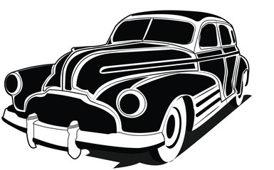 Obraz na płótnie Canvas car clasic vector illustration, Vintage cars inspired cartoon sketch. Vector abstract old car. Vector image can be used for posters, logos and printed products.