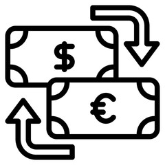 Money exchange icon isolated useful for finance, currency, money, business, bank, economy and investment design element