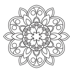 Easy Mandala Flowers Design. Elegant Simple mandala page intricate lines patterns wall art, invitations, tattoo, designs, basic mandalas Coloring page