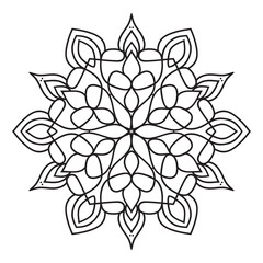 Easy Mandala Flowers Design. Elegant Simple mandala page intricate lines patterns wall art, invitations, tattoo, designs, basic mandalas Coloring page