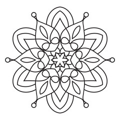 Easy Mandala Flowers Design. Elegant Simple mandala page intricate lines patterns wall art, invitations, tattoo, designs, basic mandalas Coloring page