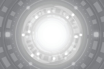 Technology Background With Grey Glowing Lights Line Circle Frame. Future Wallpaper. BG. Vector Illustration