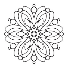 Easy Mandala Flowers Design. Elegant Simple mandala page intricate lines patterns wall art, invitations, tattoo, designs, basic mandalas Coloring page