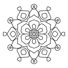 Easy Mandala Flowers Design. Elegant Simple mandala page intricate lines patterns wall art, invitations, tattoo, designs, basic mandalas Coloring page
