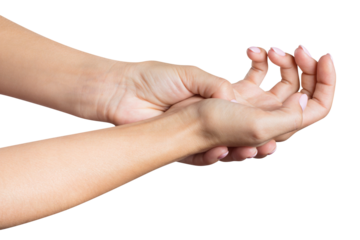 Feeling the pain or massaging the female palm, cut out